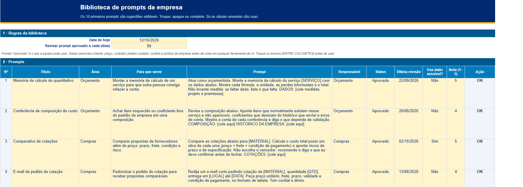 Página de exemplo do material