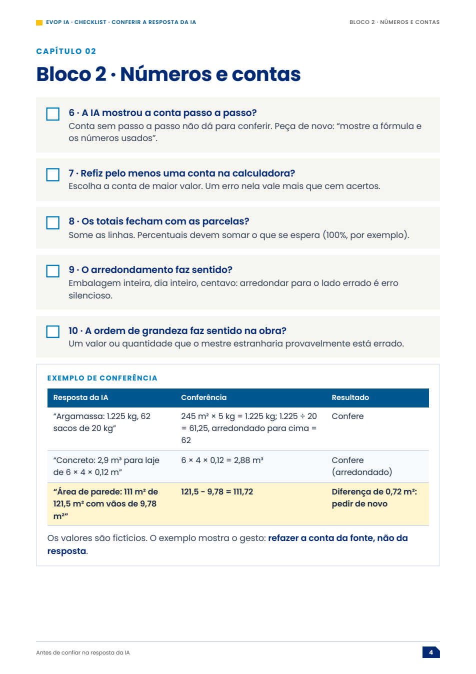 Página de exemplo do material