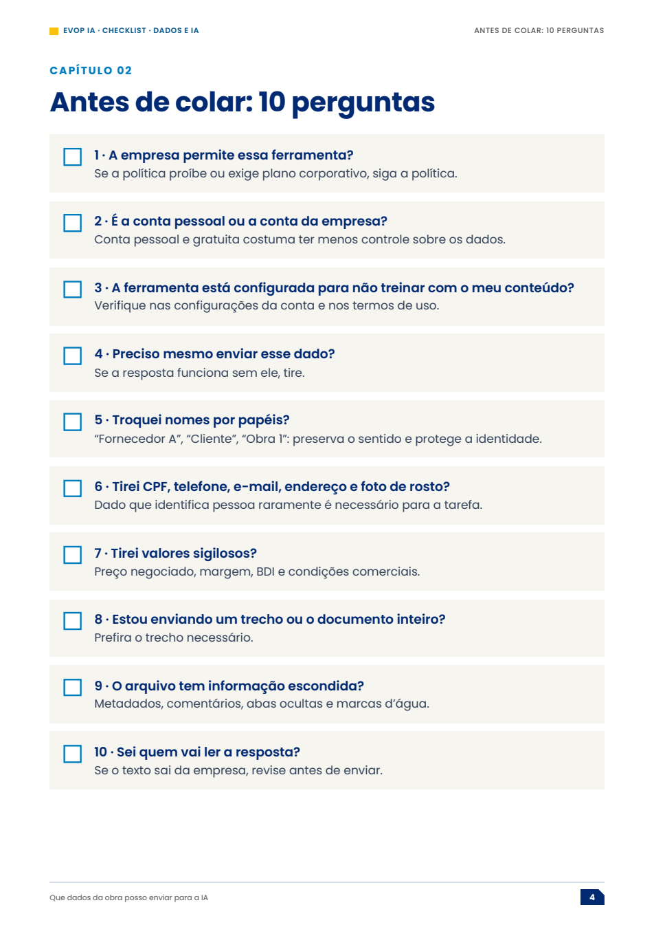 Página de exemplo do material