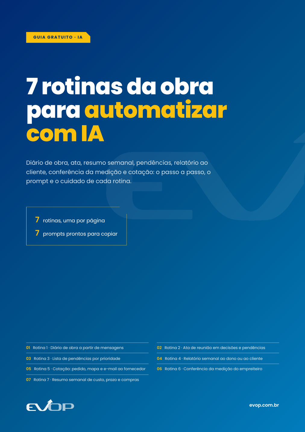 Capa do material: 7 rotinas da obra para automatizar com IA