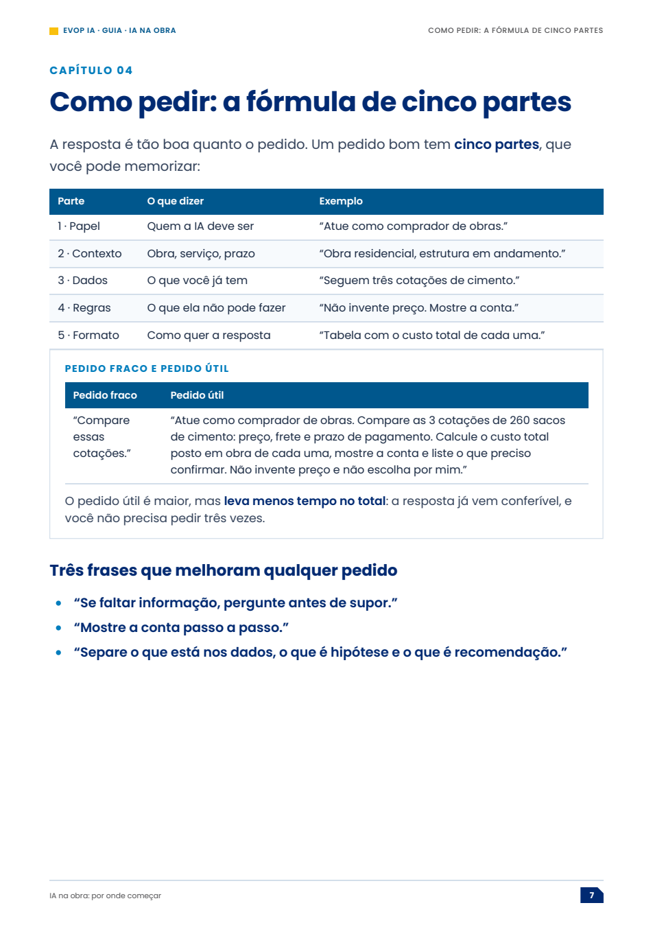 Página de exemplo do material