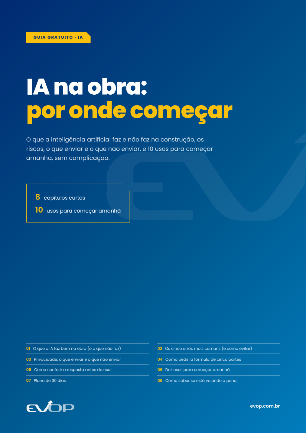 Capa do material: IA na obra: por onde começar