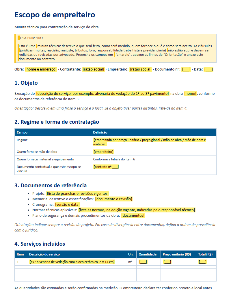 Página de exemplo do material
