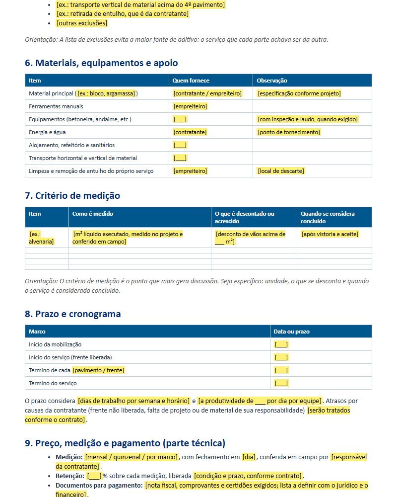 Página de exemplo do material