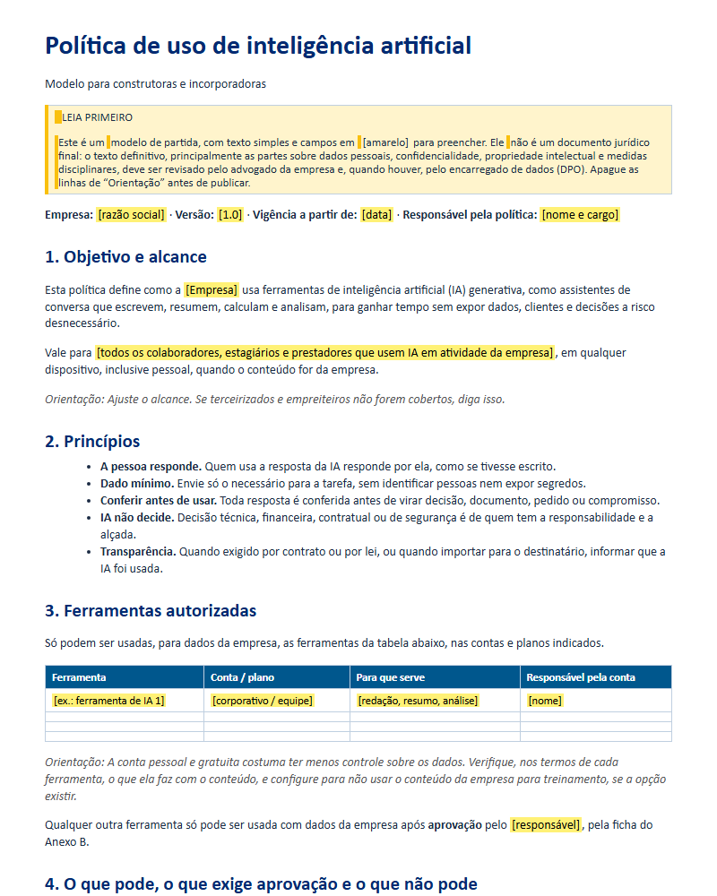 Página de exemplo do material