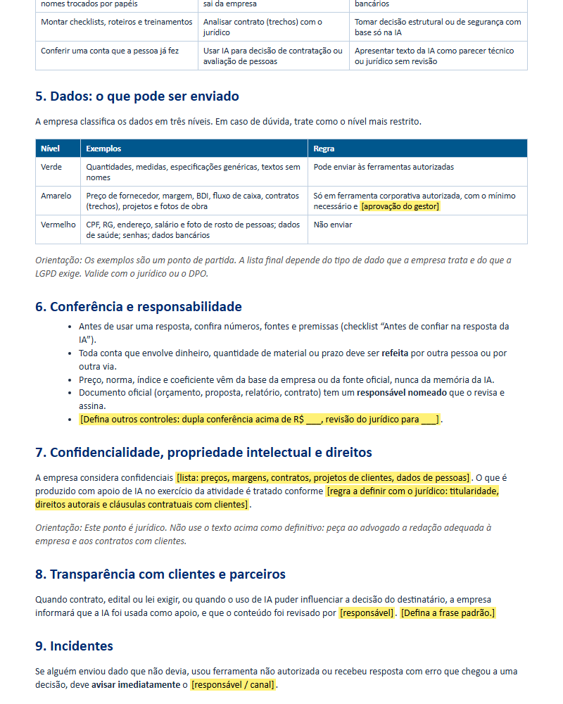 Página de exemplo do material
