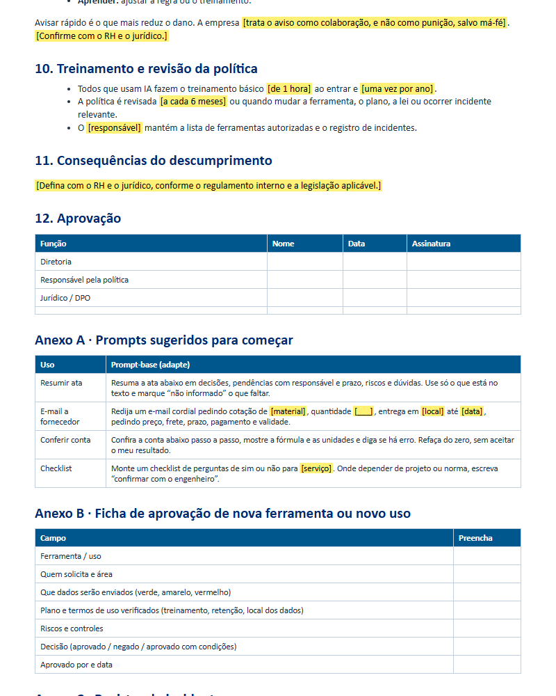 Página de exemplo do material