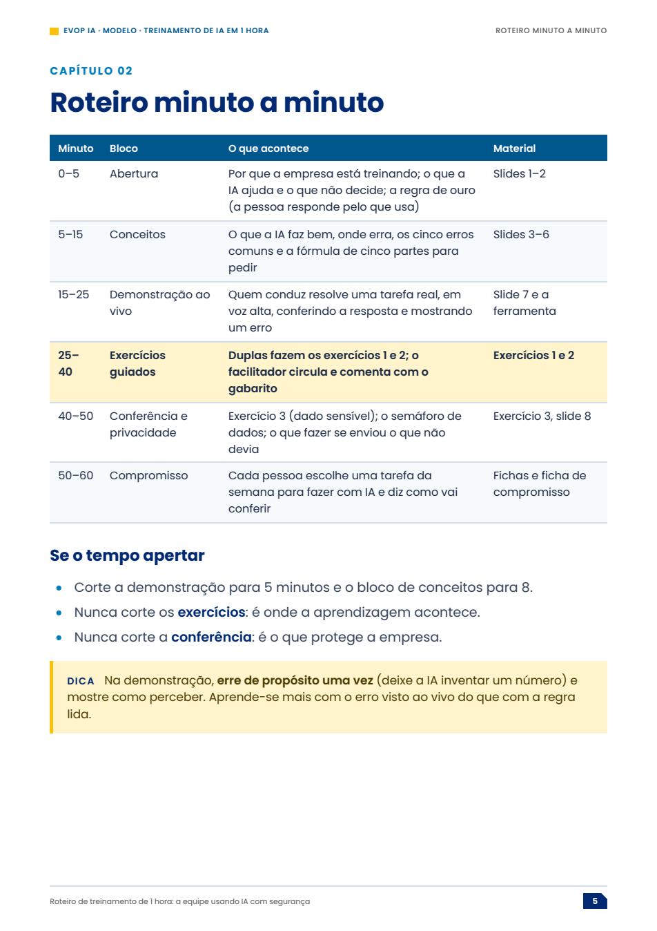 Página de exemplo do material