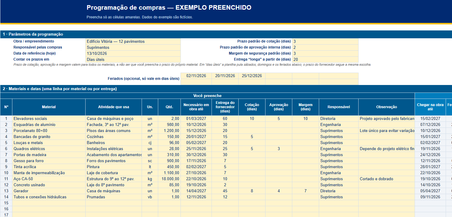 Página de exemplo do material