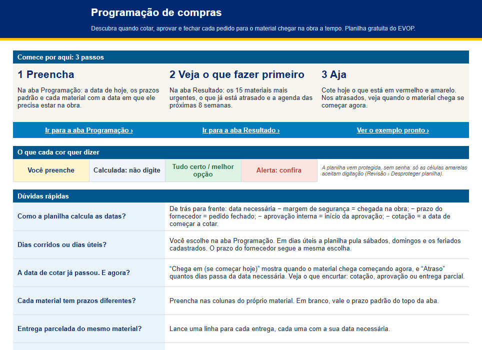 Página de exemplo do material