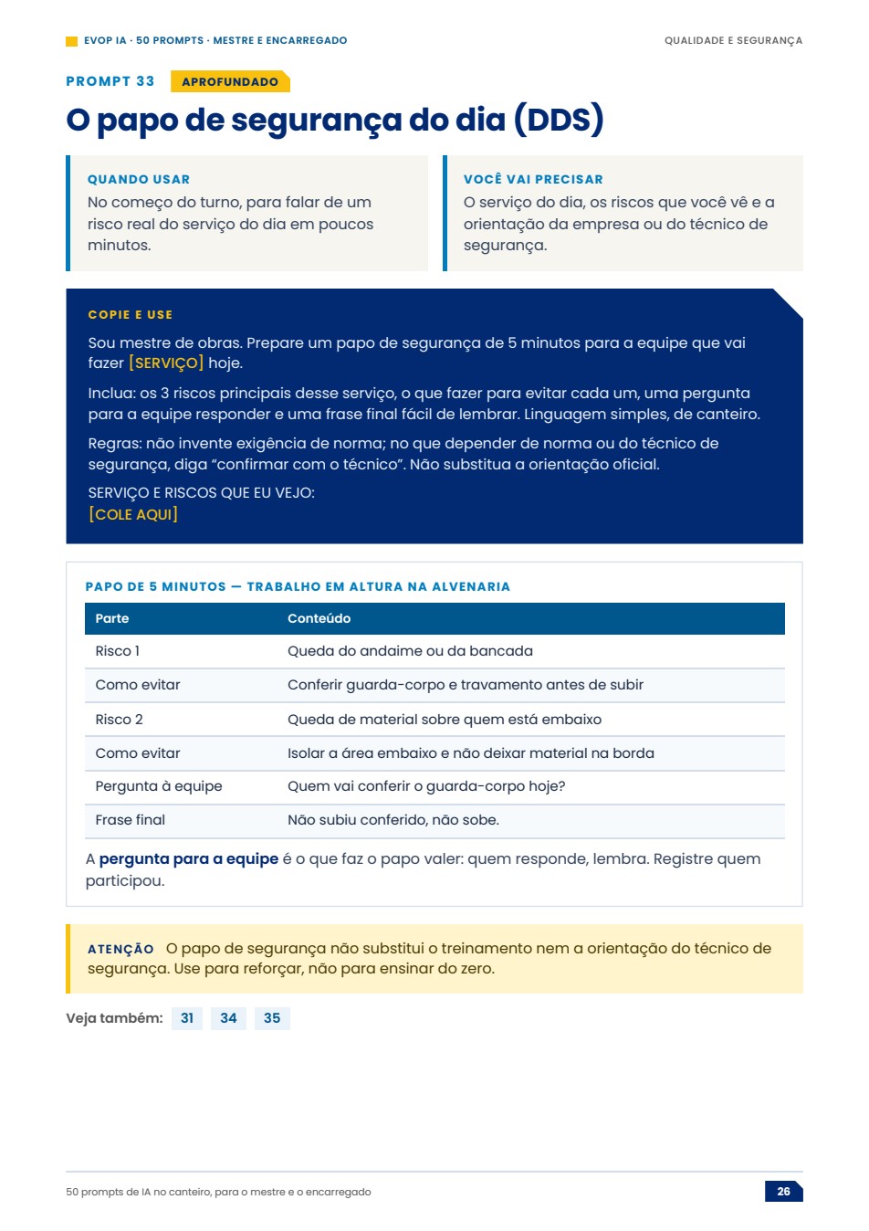 Página de exemplo do material