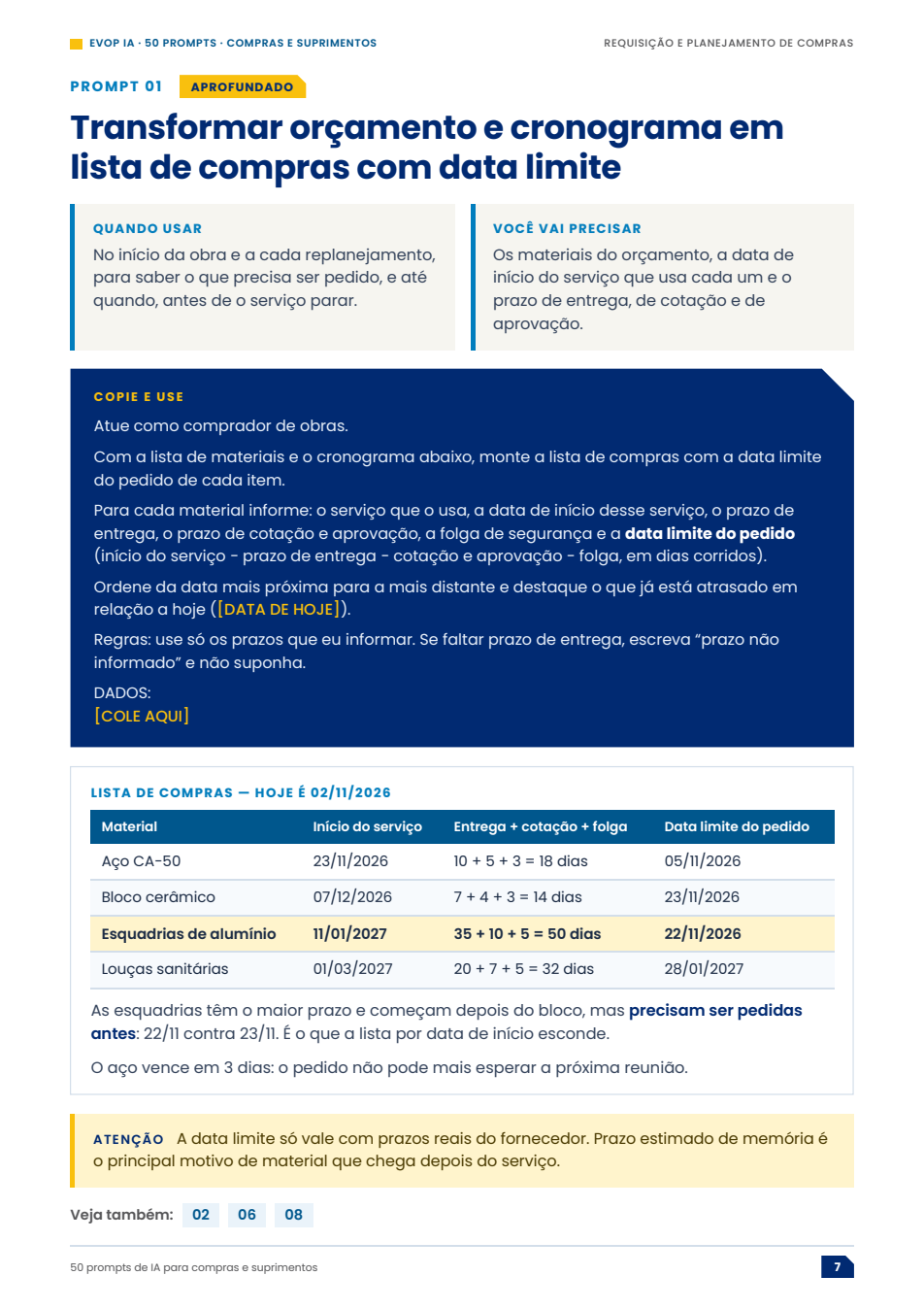 Página de exemplo do material