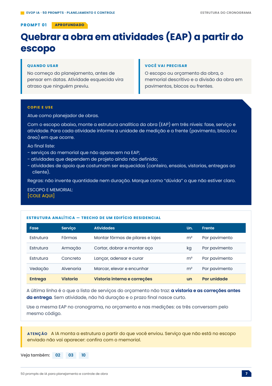 Página de exemplo do material